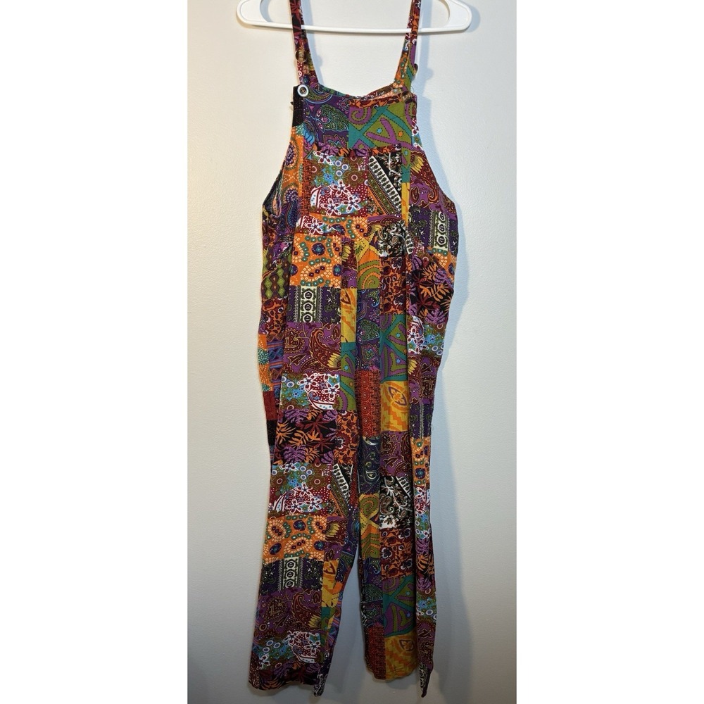 Patchwork Printed Jumpsuit Women's Medium Boho Si… - image 1